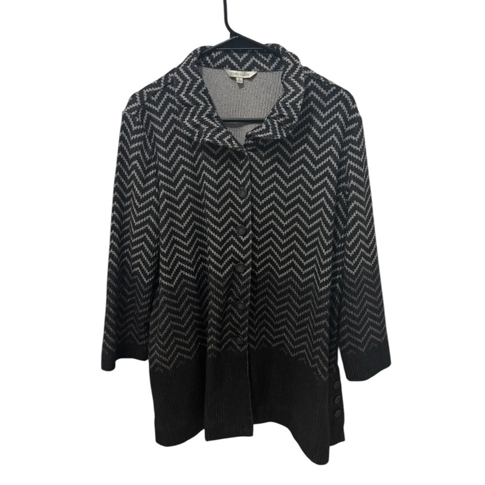 John Mark Chevron Print Sweater Shacket Size Large